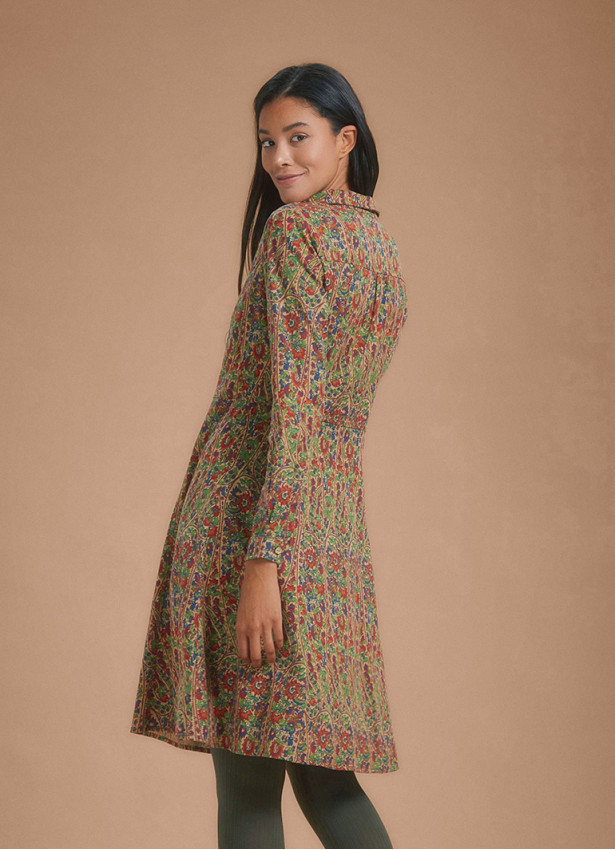 Ethnic Printed Long Sleeve Shirt Dress